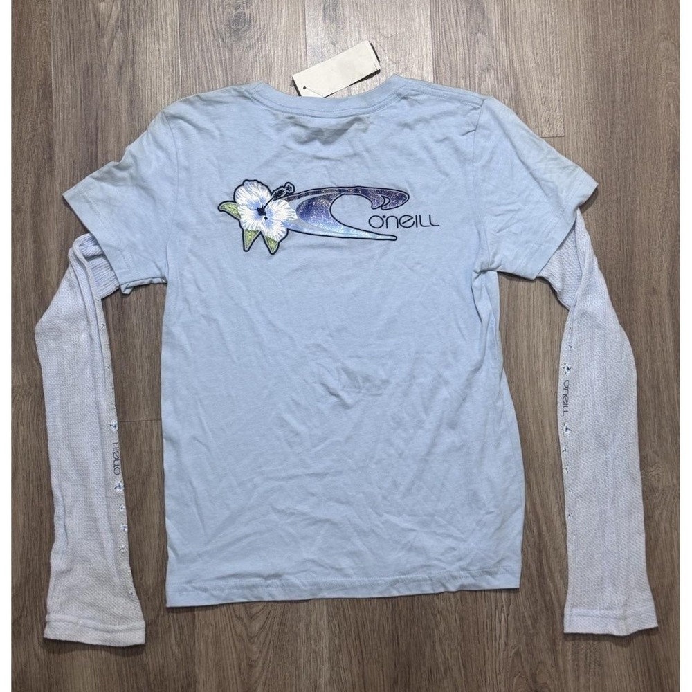 Y2K O'Neill Logo Blue Women Long Sleeve Shirt Size M